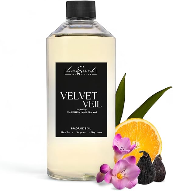 Velvet Veil Aroma Essential Oil 500ML - A Fusion of Lemon, Bergamot, Black Fig, Freesia, Rose, Cedarwood, Amber, Musk, and Blonde Woods - Luxury Hotel Diffuser Oil - Aromatherapy Diffuser Oil