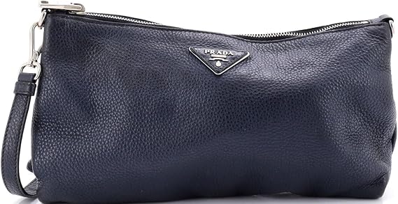 Pre-Loved Flat Zip Crossbody Bag Mini, Blue