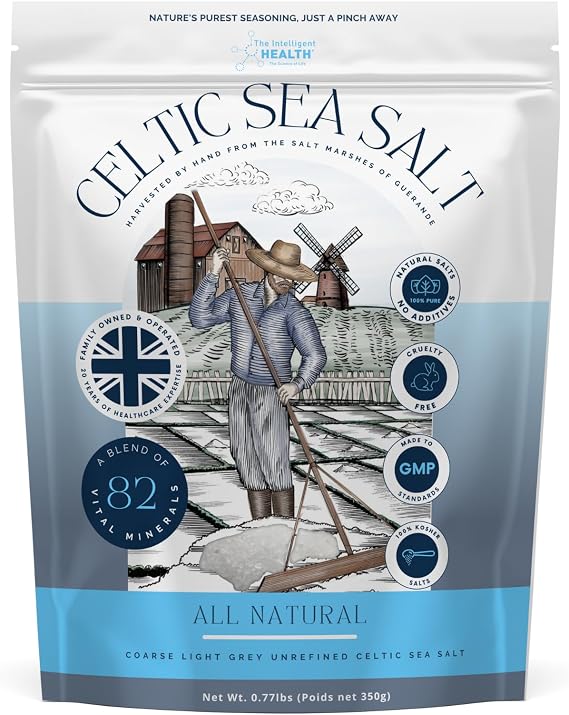 Celtic Sea Salt - Unrefined Light Grey Coarse Salt, Hand-Harvested, 350g | Natural, Kosher, Rich in 82 Vital Minerals , Versatile Salt Selection, Flavor Enhancement, Authentic Texture