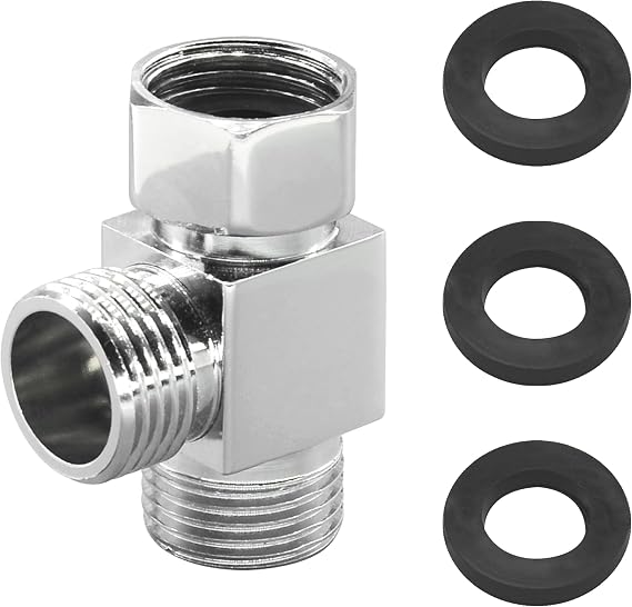 20mm 3 Way T Shaped Water Diverters,Brass Shower Diverter Valve (Square)