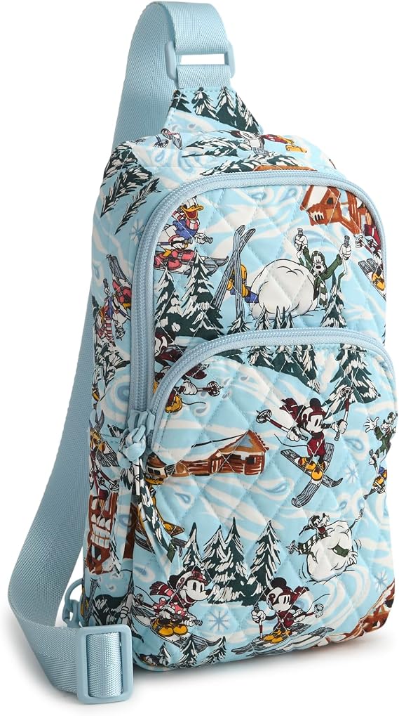 Vera Bradley Women's Disney Premium Cotton Lorman Sling Backpack, Ski Weekend Mickey and Friends, One Size