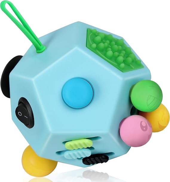 VCOSTORE Fidget Cube With 12 Sides - Original Figet Cube Adult Infinity Fidget Cube Toy Anti Stress Cube Toy For all Ages with ADHD, ADD, ASD, ADHD