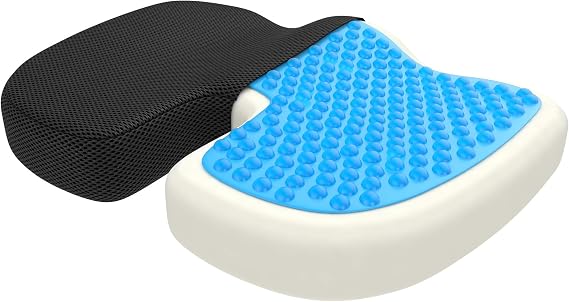 bonmedico Orthopedic Seat Cushion X-Large Gel Memory Foam Chair Cushion for Tailbone, Sciatica & Lower Back Relief Ergonomic Office Chair Cushion & Car Seat Cushion, Washable Cover, Non-Slip Base