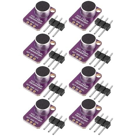 8PCS MAX4466 Electret Microphone Amplifier, Sound Sensor Module Adjustable Gain Blue Breakout Board for STM Arduino Raspberry