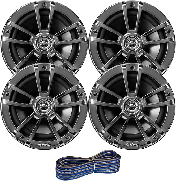Infinity 6.5" Marine Speakers (Qty 4) 2 Pairs of OEM Replacement Speakers w/ 50ft Wire (Chrome) 622MB