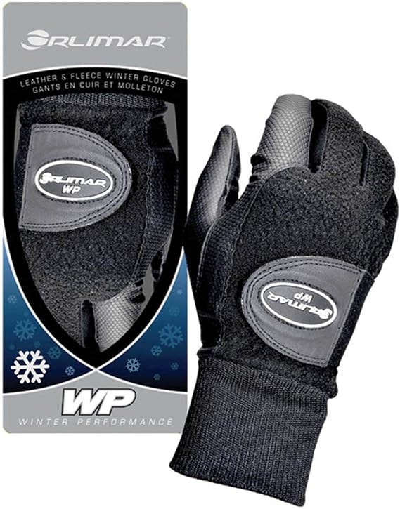 Orlimar Men's Winter Performance Fleece Golf Gloves (Pair), Black Thermal Water-Resistant Cold Weather Golf Gloves for Rain or Snow