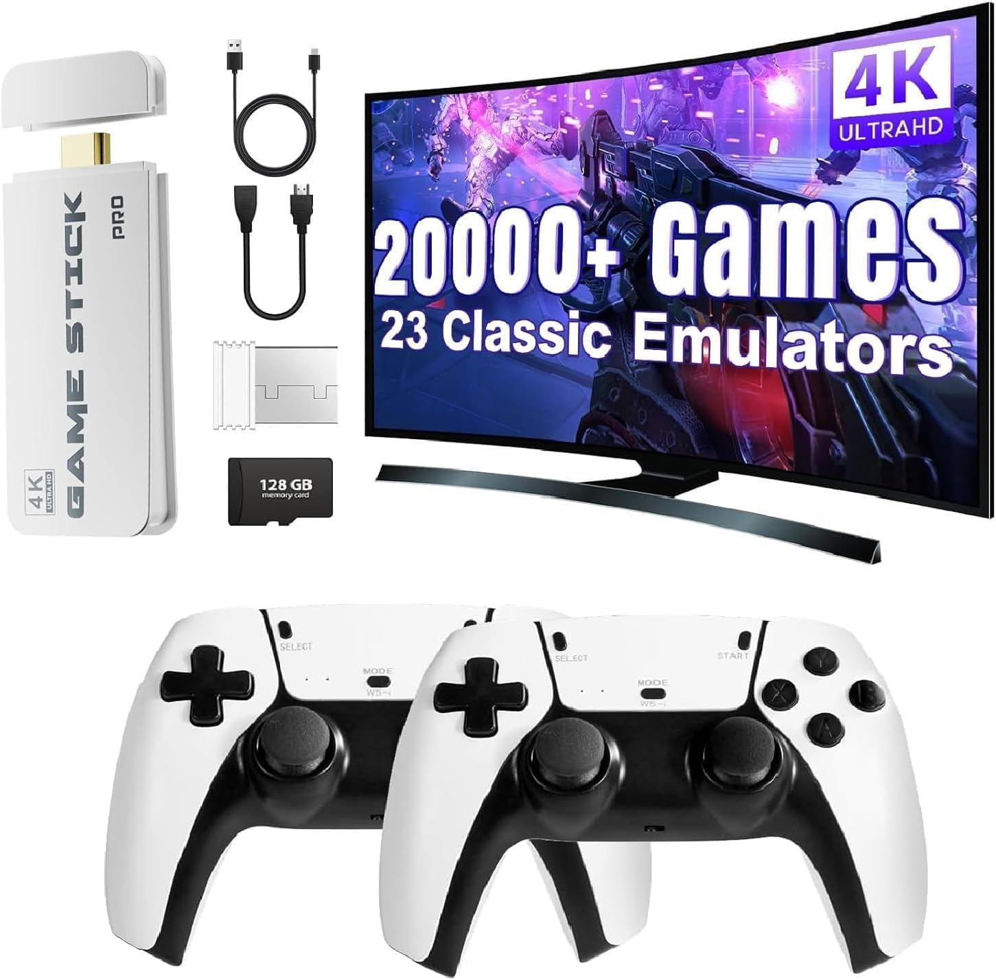 Retro Konsole Game Stick Spielekonsole mit 20.000+ Klassikern Retrolink 2 Wireless Controller Plug & Play Geschenk für Familien (64G)