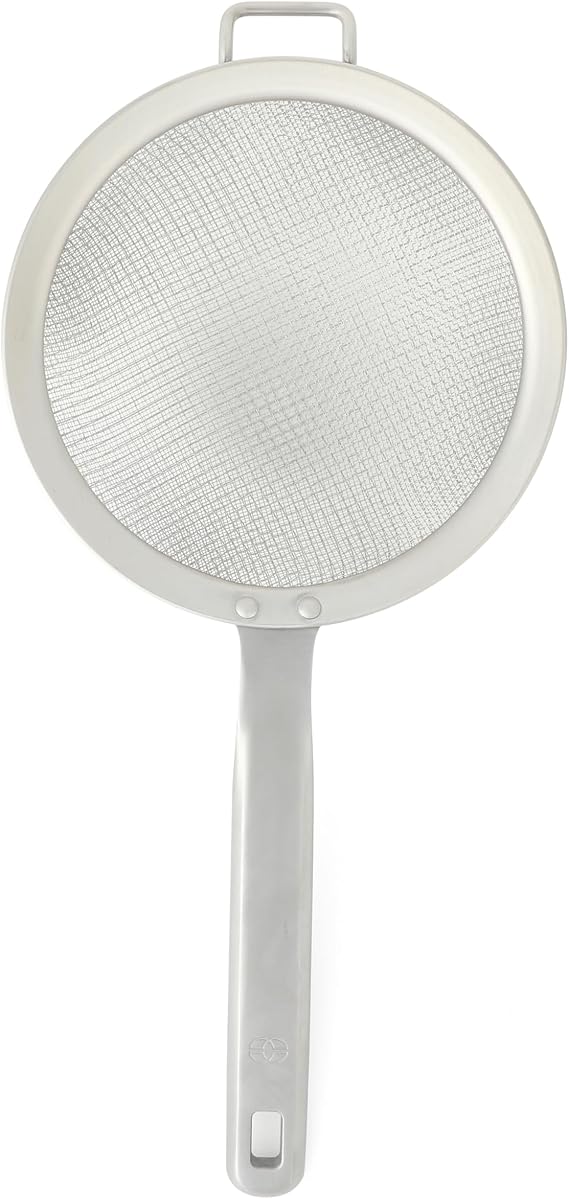 Calphalon Prime 5-Inch Stainless Steel Hand Strainer, Fine Mesh Kitchen Sieve for Draining, Rinsing, Sifting Flour, Straining Tea, Pasta & Food Prep