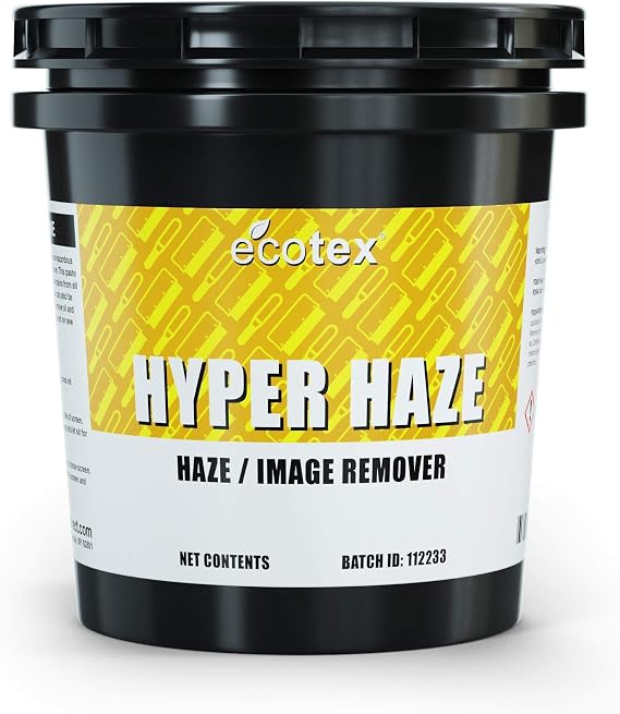 Ecotex Hyper Haze - Screen Printing Ink & Haze Remover, Dehazer, 1 Gl | 2-In-1 Haze Remover & Degreaser For Plastisol And Water Based Ink - Biodegradable, Drain-Safe, Non-Corrosive - 1 Gallon