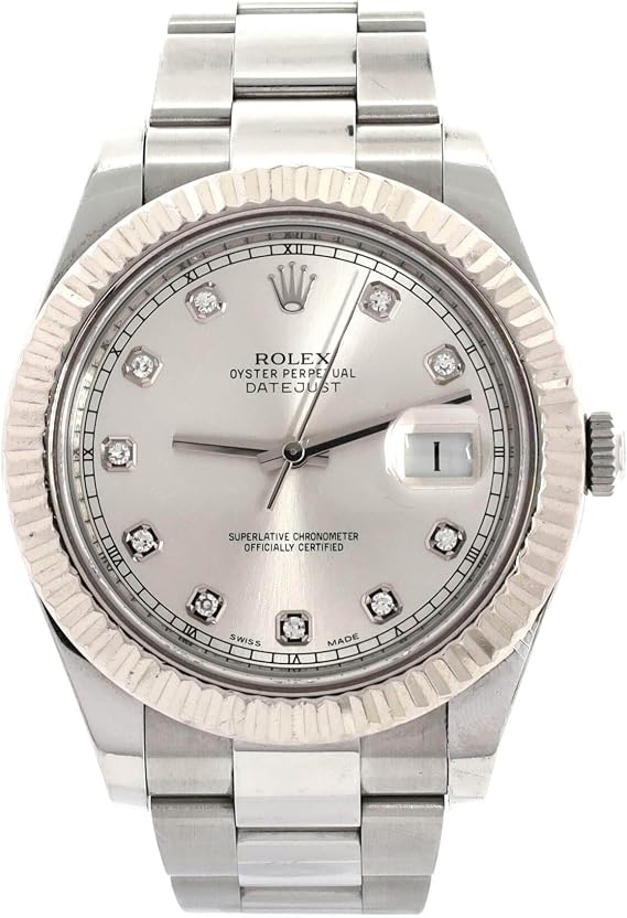 Pre-Loved Oyster Perpetual Datejust II Automatic Watch Stainless Steel and White Gold with Diamond Markers 41