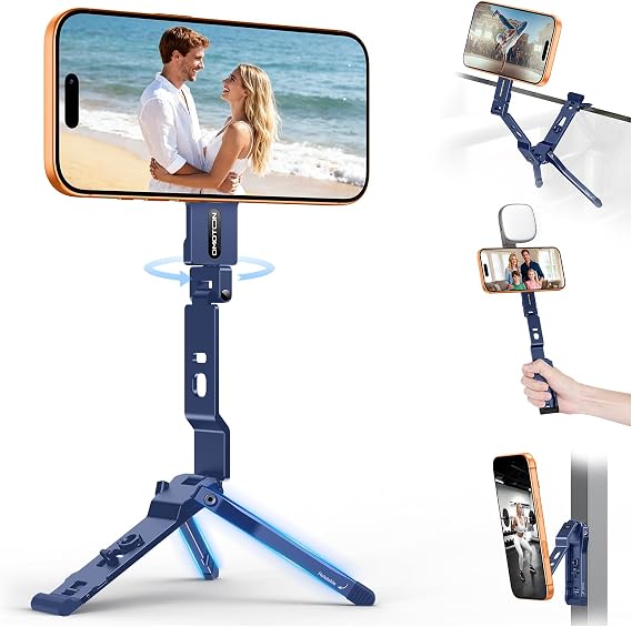 OMOTON TP03 [Ultra-Slim] 360 Rotating for MagSafe Tripod with Hook, Blue