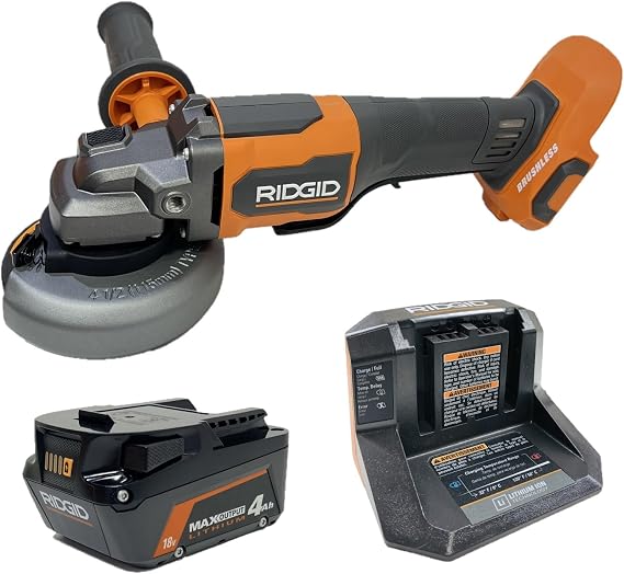 Ridgid 18V Brushless Cordless 4-1/2 in. Angle Grinder Kit with 4.0 Ah Battery and Charger | Not eligible for the Lifetime Service Agreement