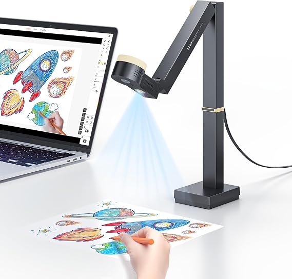 CZUR Fancy S Pro 12MP USB Document Camera - Black | 4K Webcam with Microphone and LED Light, Up to 60fps, Auto Focus, for Remote Teaching, Web Conference, for Mac and Windows