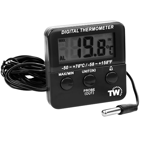 Digital Fridge Thermometer with Temperature Warning Alarm and Max Min - Fridge Freezer Thermometer to Monitor Chilled Food