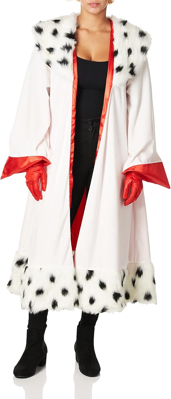 Cruella De Vil Coat Costume Accessory with Gloves, Official Disney Cruella Coat and Gloves Set