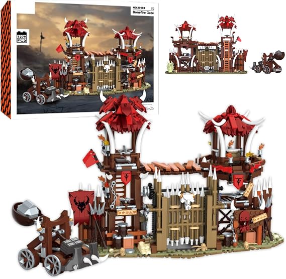 Medieval Bonfire Gate Castle Building Sets for Adults 1279 PCS