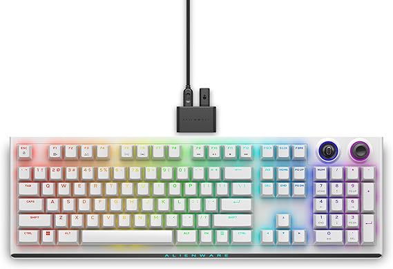 Alienware Tri-Mode Wireless Gaming Keyboard AW920K, Cherry MX Red | 2.4GHz, Bluetooth 5.1, USB, RGB Per-Key, Adjustable Height, Lunar Light