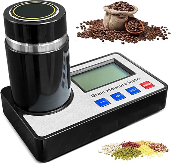 Portable Grain Moisture Meter, 19-Grain Tester with LCD Display, Multi-Point Calibration, Humidity Detector for Wheat, Maize, Soybean, Rice & Coffee