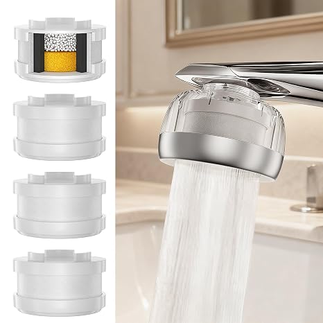 LongLasting Bathroom Sink Faucet Water Filter for Hard Water, Reduces Chlorine & Sediment