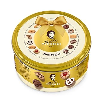 Matilde Vicenzi Minivoglie Shortbread Cookies Gift Tin - Assorted Italian Butter Cookies & Pastries for Gifting, Italian Cookies Gifts For Birthdays, Special Occasions, Kosher Dairy, Non-GMO, 17.6 oz