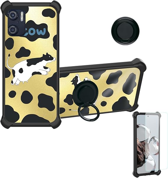 Aroepurt Case Compatible for Vortex Hd65 Select Phone Case Cover [with Tempered Glass Screen Protector][Hard PC + Soft Silicone][Ring Support] [Golden Reflect Light] DJH-NN