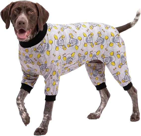 LovinPet Big Dogs Pajamas Clothes, Sleepytime Elephants Print, Pajamas for Pitbulls, Post Surgery Dog Shirt, Wound Care Large Dog Onesies, Lightweight Pullover, Full Coverage Large Breed Dog Pjs, L