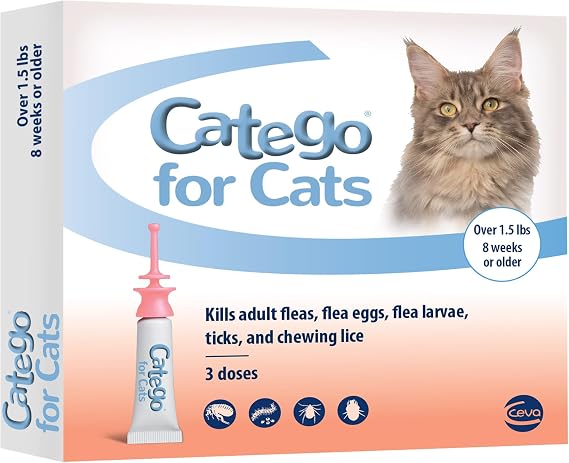 Catego Flea and Tick Prevention for Cats - Over 1.5 lbs, 3 Month Supply