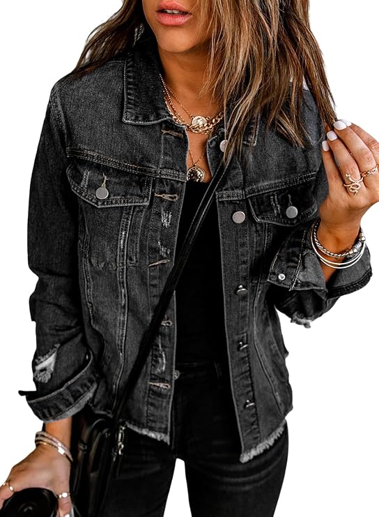 EVALESS Womens Denim Jean Jacket Trendy 2026 Fall Country Concert Outfits