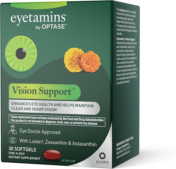 Optase Eyetamins Vision SupportTM Supplement, 30 Softgels