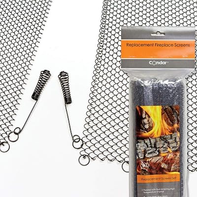 Enhance the Style of Your Fireplace with a Condar Mesh Screen. Fireplace Mesh Screen Curtain. 18 High. Includes 2 Panels, each 24 Wide.