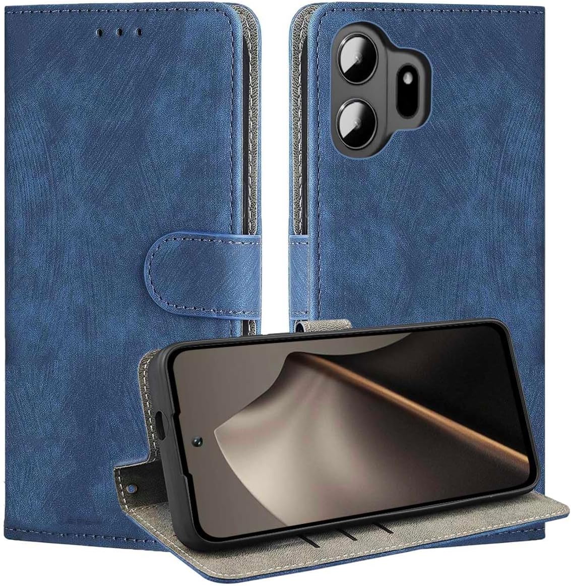 Leather Case For TCL NxtPaper 70 Pro, Wallet Function with RFID Protection, Magnetic Closing Shell, Built-in TPU Protective Cover.Blue