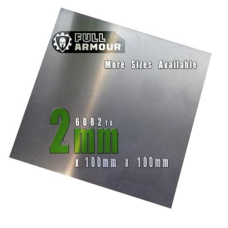 2mm Aluminium Sheet Plate - Grade 6082 T6 (100mm x 100mm (3 Pack))