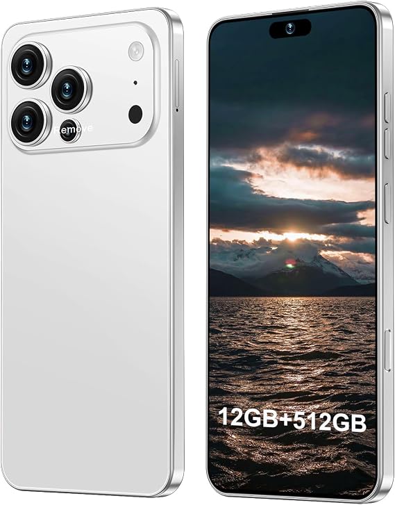 17PM Smartphone New Upgrade 12GB+512GB/6.99" Display 68+108MP Zoom Camera,Tempered Glass Finish, 7000mAh Android 15 (White)