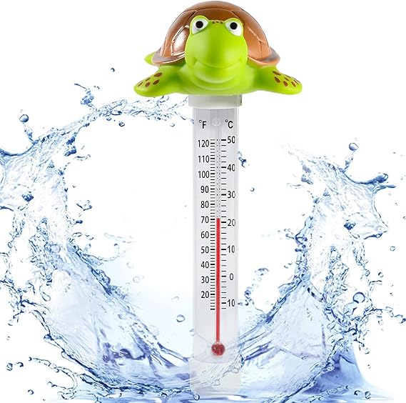 Floating Pool Thermometer, Large Display with String Easy to Read, Shatter Resistant, for Outdoor & Indoor Swimming Pools, Spas, Hot Tubs & Aquariums (Turtle)