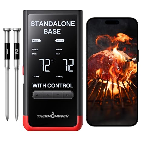 ThermoMaven WiFi Wireless Meat Thermometer, 2 Probes, Smart Base, 6 Sensors