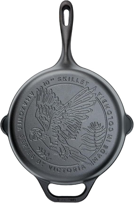 VICTORIA Cast Iron Enameled Amazonia Macaw Induction Frying Pan 25 cm