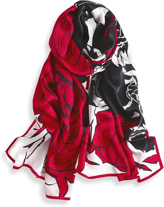 PoeticEHome 100% Mulberry Silk Long Scarf - Women's Oblong Shawl Wrap for Head, Neck, and Hair, Elegant Gift Ready