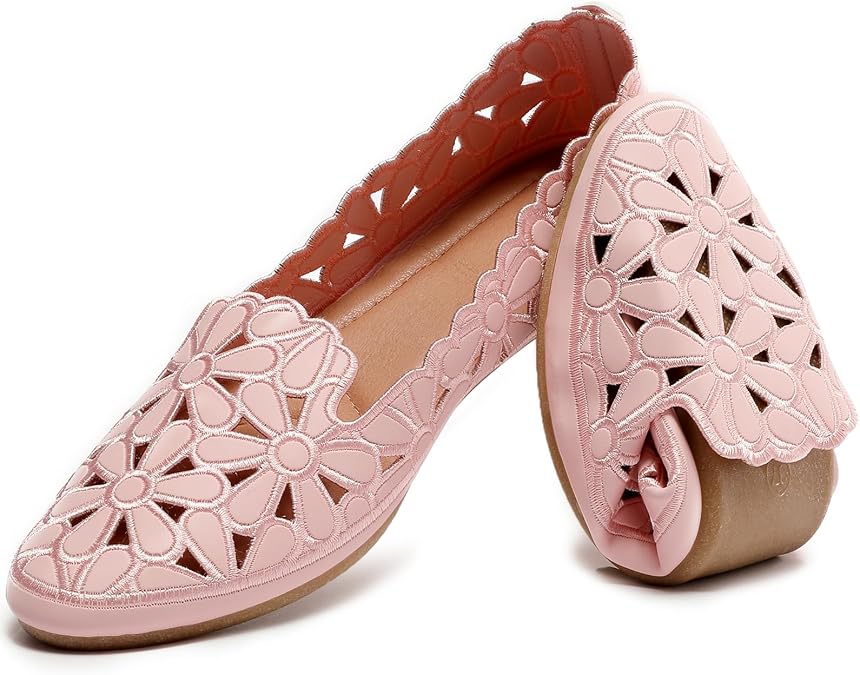 HEAWISH Women's Floral Ballet Flats Slip On Dress Shoes