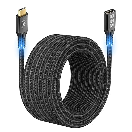 20Gbps USB C 3.2 Extension Cable, USBC 3.2 Gen2 Type-c Male to Female Extender Cable Ultra HD 4K@60Hz 240W Charging 20Gbps Data Transfer Compatible with External SSD eGPU (Extension 20G 240W-5M)