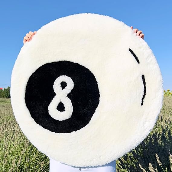 El Dokuması 8 Top Mutfak Halıları 88,9 cm - Yatak Odası, Oturma Odası için Benzersiz Beyaz Kabarık Halı - Anime Kaymaz Makinede Yıkanabilir Dekoratif Banyo Paspası