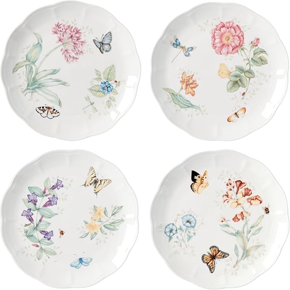 Lenox Butterfly Meadow Porcelain Dinner Plate Set for 4