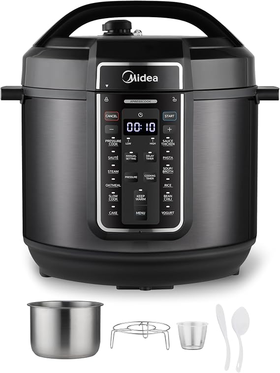 Midea 12-in-1 Electric Pressure Cooker, 8 Quarts, 12 Presets, Multi-Functional Programmable Slow Cooker, Rice Cooker, Steamer, Saute Pan, Yogurt Maker, and More, Stainless Steel