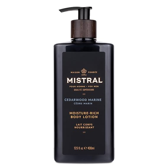 Mistral Cedarwood Marine Body Lotion for Men, Men's Lotion, 13.5 fl oz