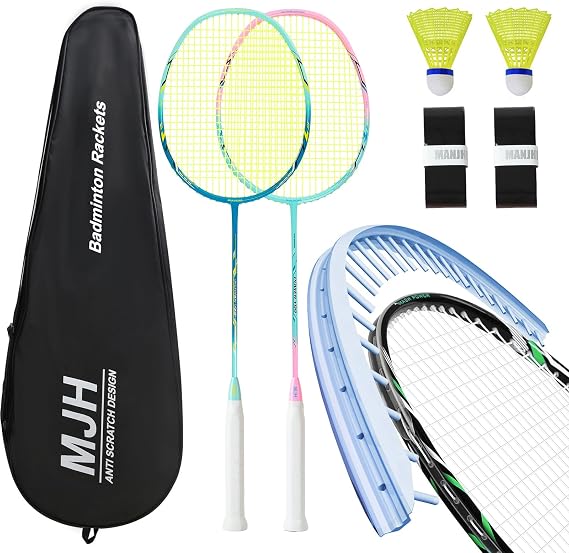 Adult Badminton Set with 2 Graphite Rackets - Anti Scratch Design