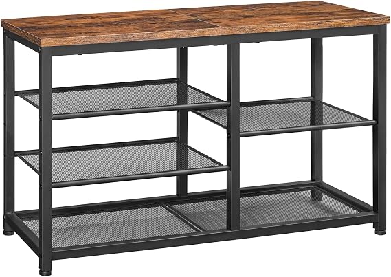 HOOBRO Shoe Bench, 5-Tier Shoe Rack Bench, Industrial Shoe Storage Bench