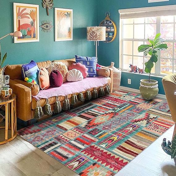 Latte Dizayn Brandi Desenli Kadife Pamuk Tabanlı Yıkanabilen Kaydırmaz Antibakteriyel Salon Halısı 80x150