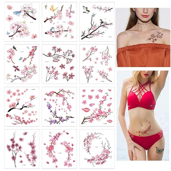 GLARYYEARS Realistic Floral Temporary Tattoos for Women Instant Body Art