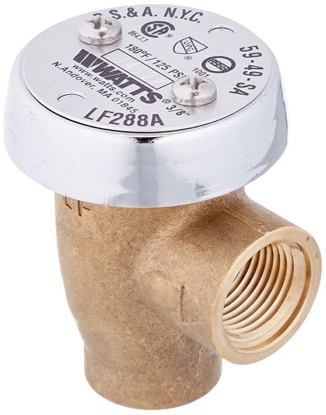 Watts LF288A 3/8" Lead-Free Brass Anti-Siphon Vacuum Breaker Backflow Preventer, Female NPT Inlet and Outlet, Silicone Disc Seat, Chrome Hood, Low-Flow Applications