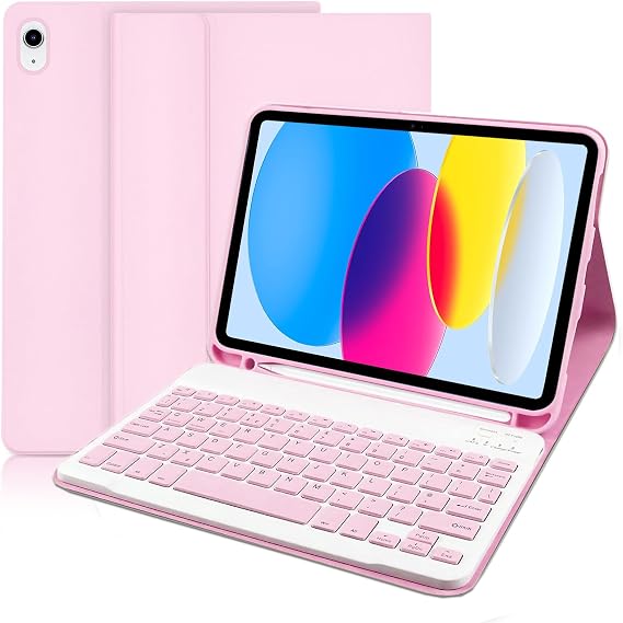 Keyboard Case for iPad A16 11th Gen 2025/10th Gen 2022, Pink