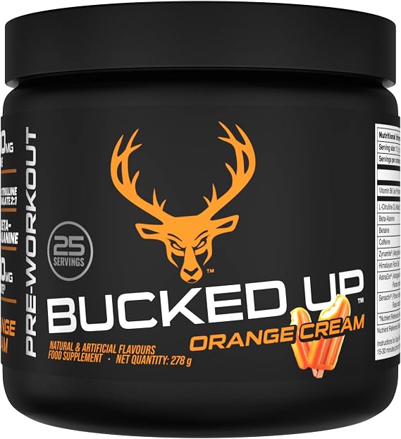Bucked Up Pre-Training Powder, Orange Cream Flavour, 25 Servings